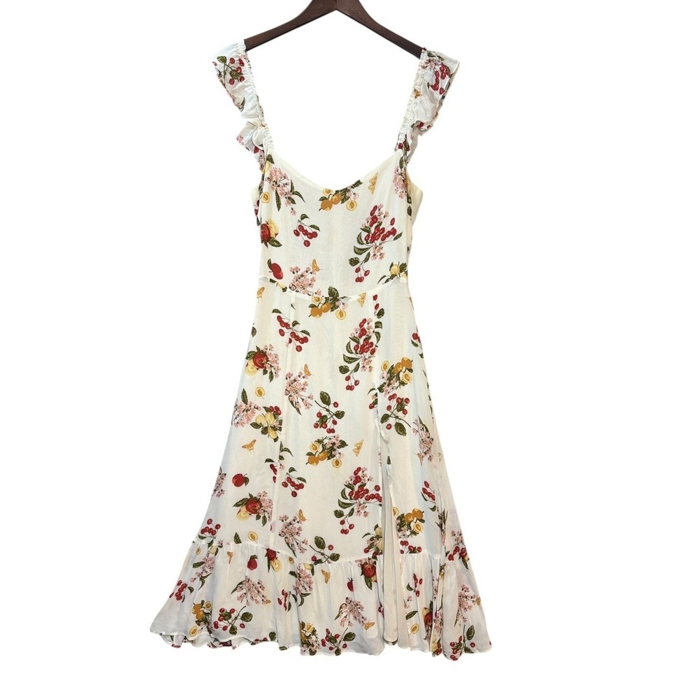Reformation Bondi Midi Sundress 6 Floral Fruity Georgette Romantic Wedding Guest - Picture 2 of 11